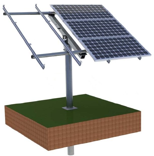 Монтаж солнечных батарей на столбе с трекером