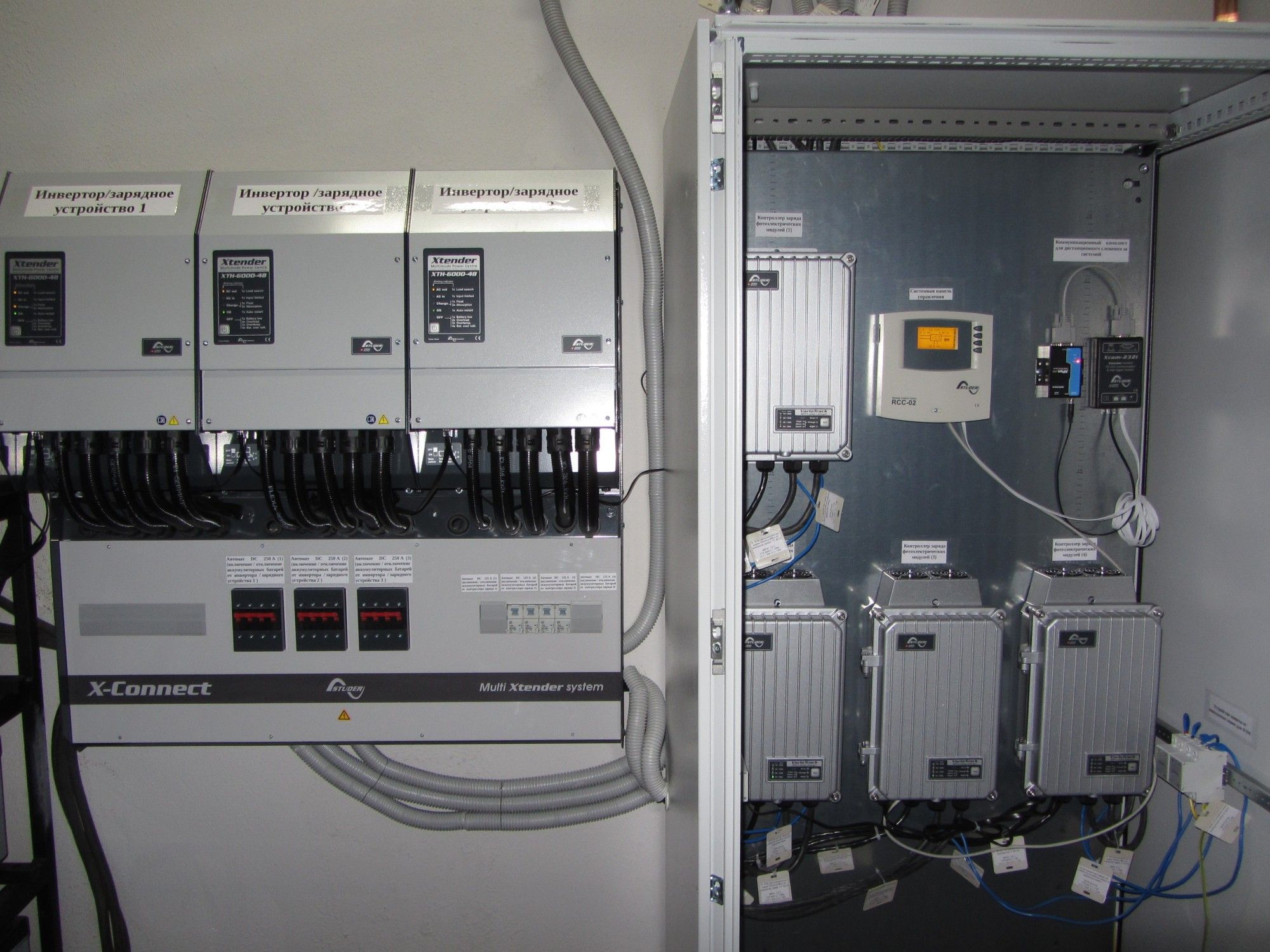 Трехфазная система резервного электроснабжения на базе Studer Xtender XTH,  VarioTrack-85 и тонкопленочных модулей Tegola Solar